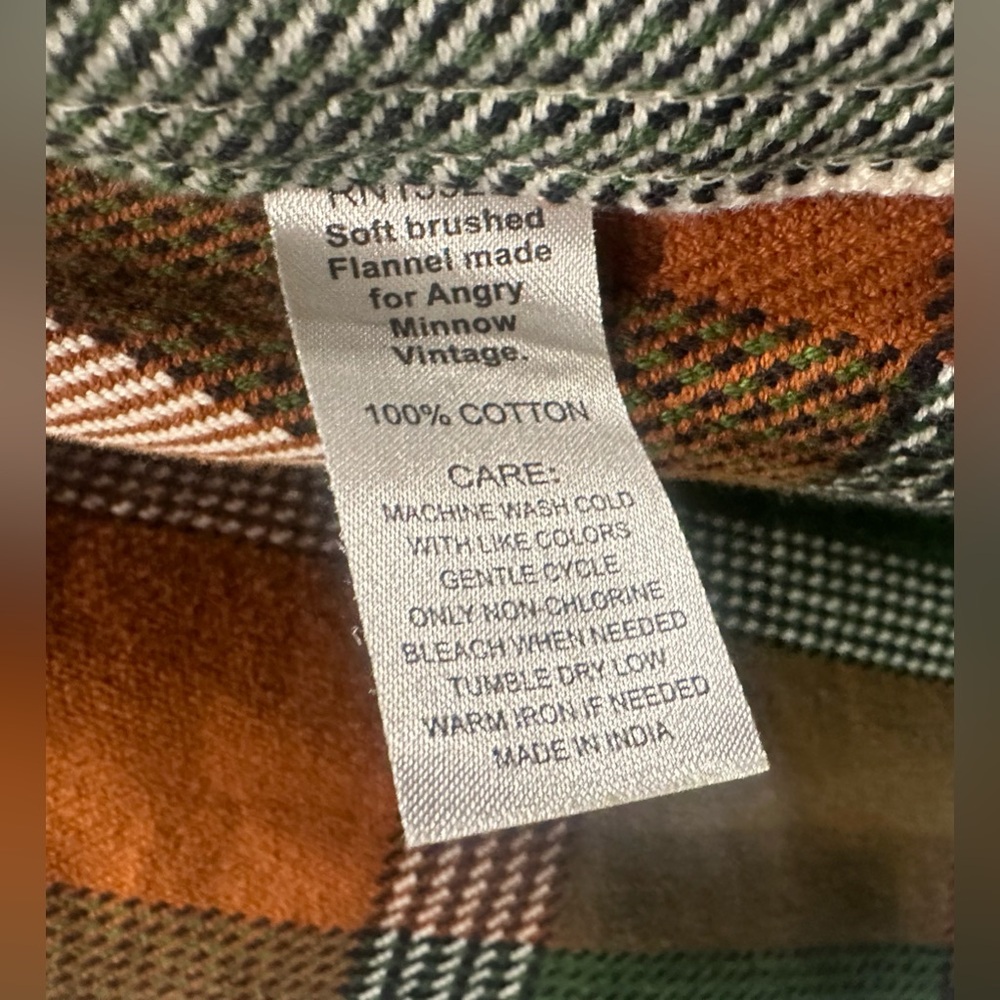 Men’s Angry Minnow Hamm’s Beer Fishing Club Brown/ Green Plaid Flannel- 2XL - Picture 16 of 16